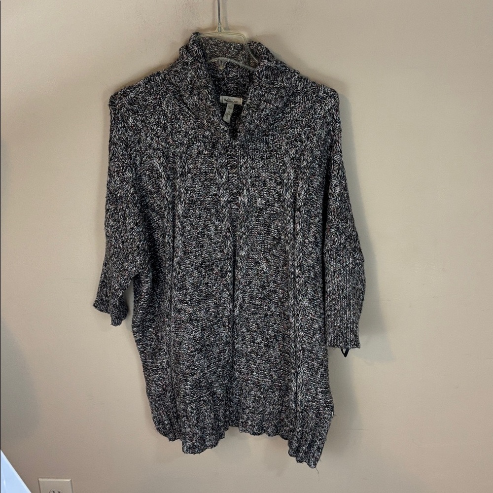 Matilda Jane Gray Multicolor Tweed Knit Sweater with Dolman Sleeves Size M/L